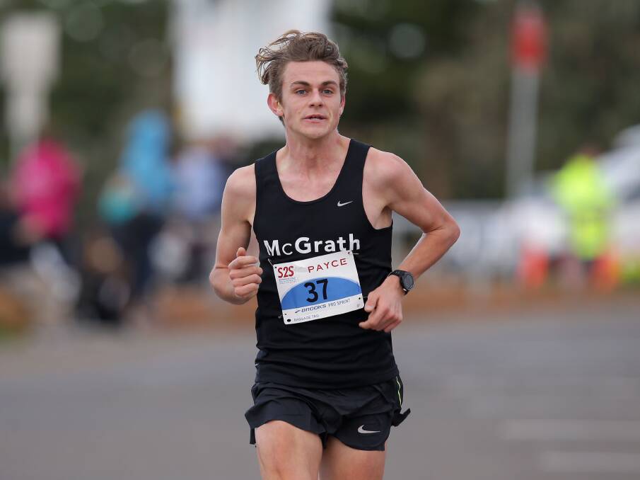 First past the post: It was a great result for 20-year-old Victorian Jack Rayner, who was the overall winner in a time of 32:26. Picture: John Veage