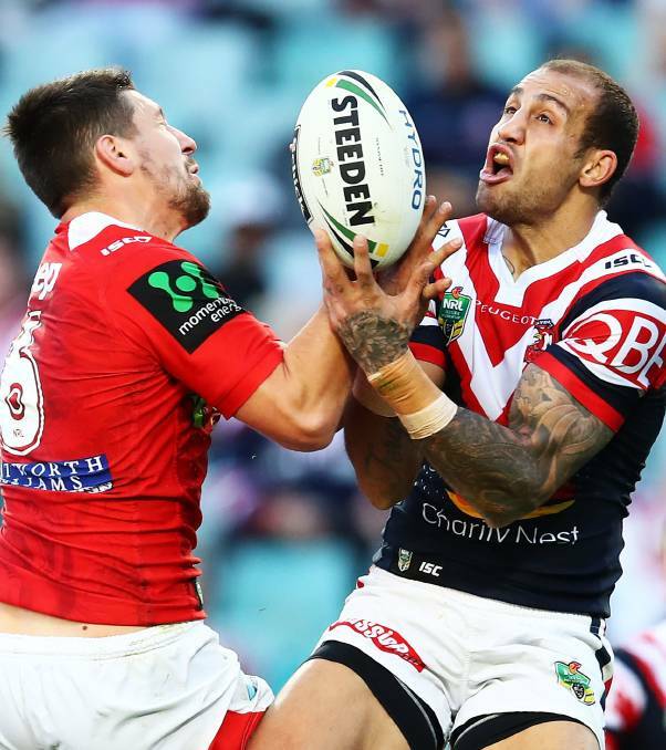 Star man: Roosters fullback Blake Ferguson scored a double in his side's 42-6 hammering of the Dragons on Sunday. Picture: Getty Images