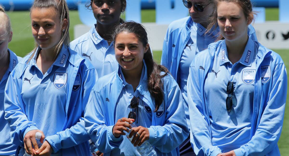 Centre of attention: Sydney FC captain Teresa Polias at the club's fan day at Jubilee Oval, Kogarah on Sunday. Picture: John Veage