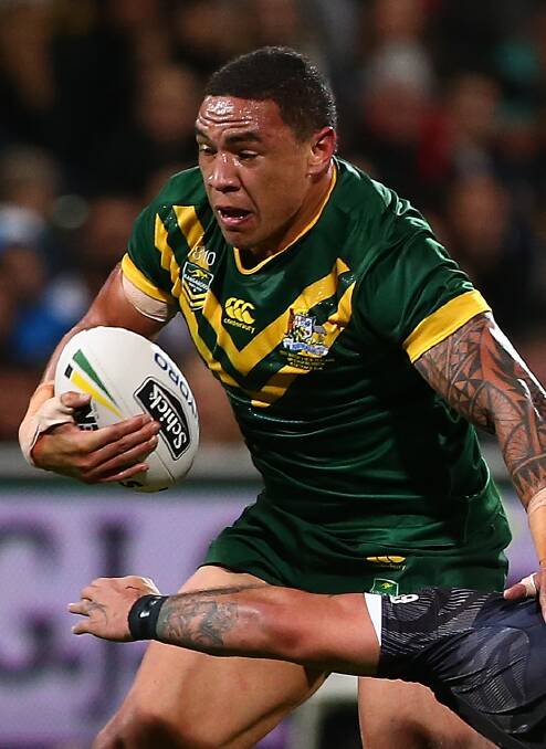Strong: Dragons forward Tyson Frizell on the charge. Picture: Getty Images