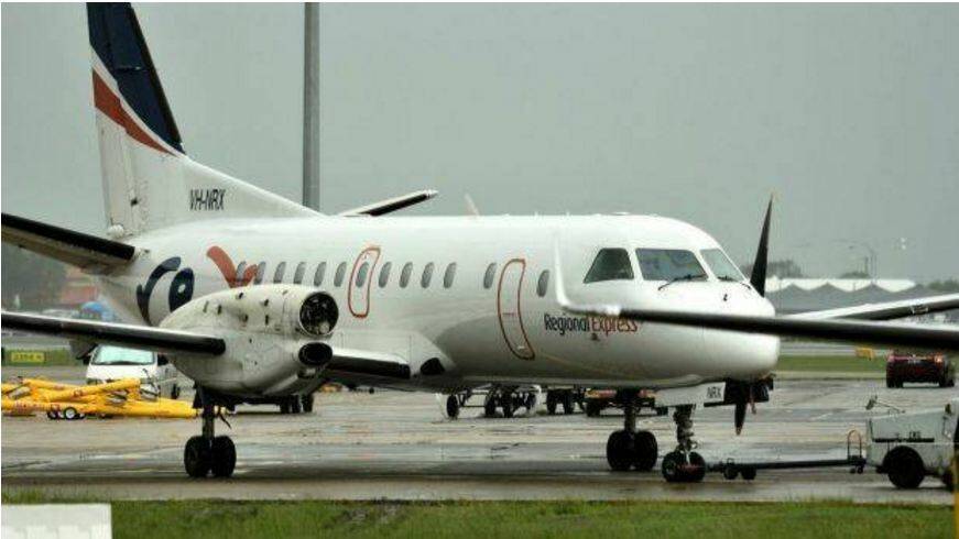 A propeller sheared off the Regional Express Saab 340 in mid-air on Friday. Picture: Grahame Hutchison