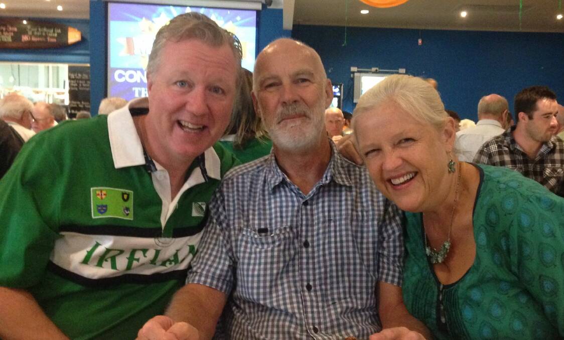 Letitia Fitzpatrick celebrates St Patrick's Day in Australia with another Belfast ex-pat Aidan McManus, and her Aussie partner, Trevor Anderson.
