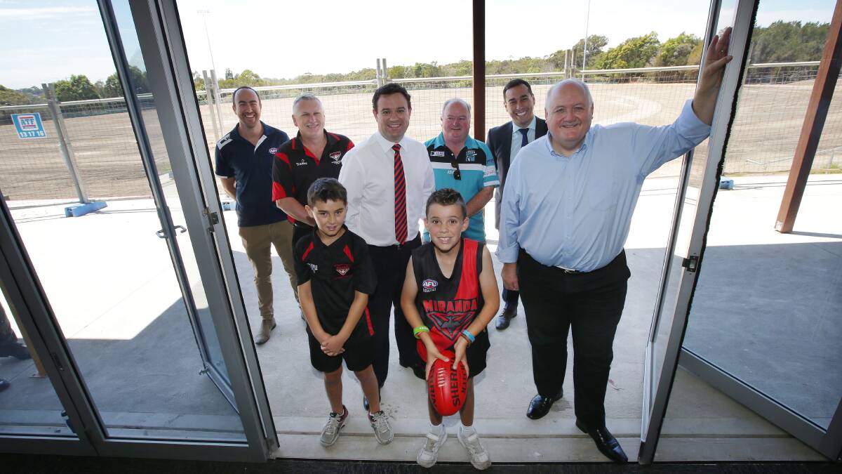Grant: Pictured (front from left) Luke Kain and Joseph Murray, from the U9 Miranda Bombers, and Heathcote MP Lee Evans. Back from left are Mathew Graham, Frank Cashman, Stuart Ayres, Brian Cloney, and Joseph La Posta. Picture John Veage