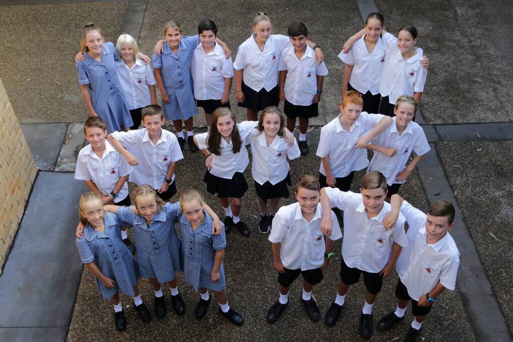 Triplets and twins: The new triplets and twins who have just started at Kirrawee High School. Picture: John Veage