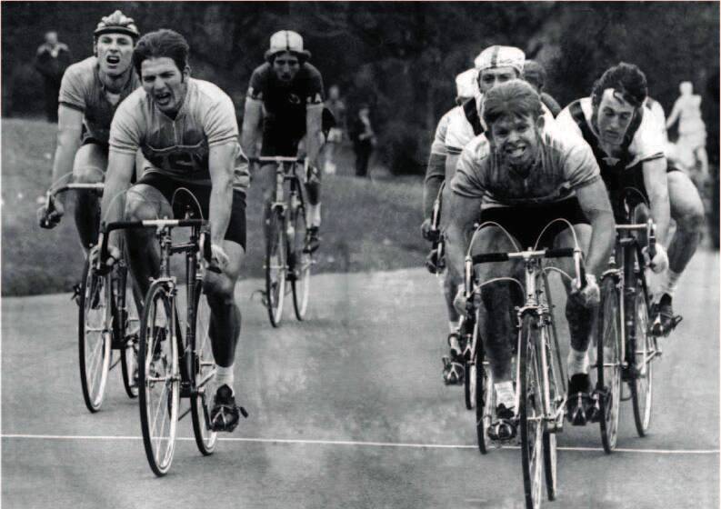 Legend: St George Cycling Club great Dick Paris (second from left) in action. Picture: Supplied