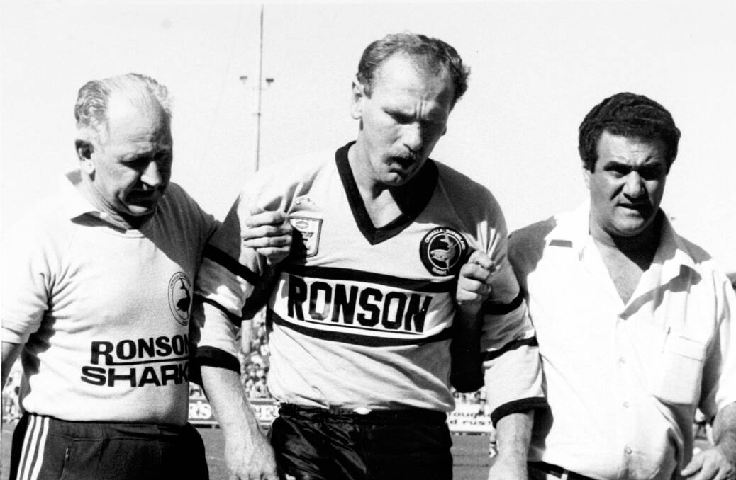 Long serving: Peter Malouf (right) was the Cronulla Sharks team doctor for almost 40 years. Picture: John Veage