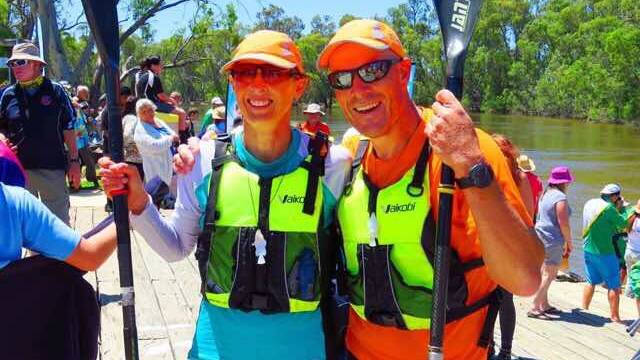 Grueling: Kate and Steve Dawson during the big race. Picture: Sydney Harbour Kayaks