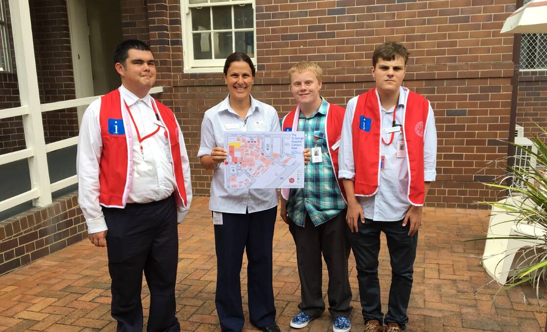 Volunteers: Pictured (from left) are Joshua Feeney, Kim Bonnici (staff member), Jake Watson and Ethan Davidson. Picture: Supplied
