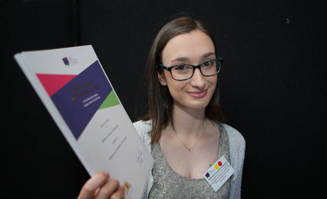 Academic: Athanasia Vardakis-Vertzayias received an HSC first in course award for Modern Greek Continuers in 2017, studying through the Saturday School of Community Languages St George Girls High School Centre. Picture: John Veage