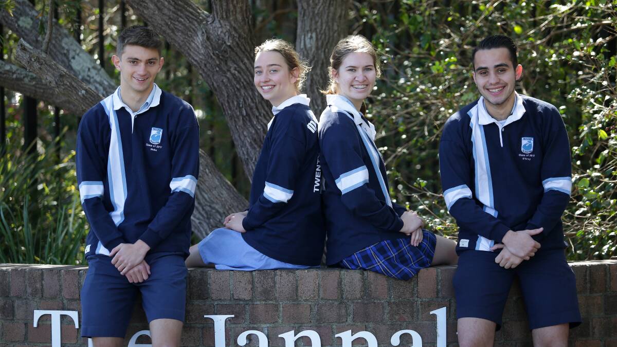 Final year: The Jannali High School Year 12 students Blake Paterson, Meghan Ashhurst, Hayley Bernardi and D'Arcy Francois. Picture: John Veage