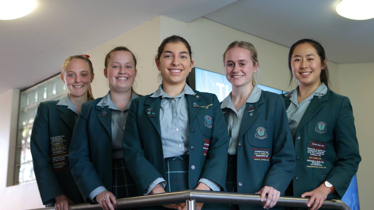 Study: Year 12 students (from left) Chanelle Hosken, Cielle Maddox, Amy Aroney, Olivia Wills, and Helena Ye. Picture: John Veage