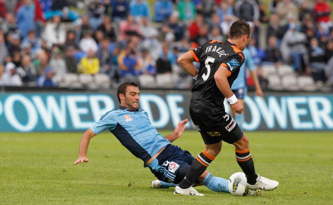 Home ground: Sydney FC playing against Brisbane in 2011 at Jubilee Oval in Carlton. Pictured is Sydney's Brett Emerton. Picture: File