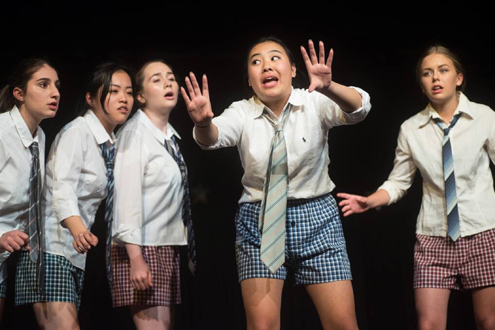 HSC performance: Drama students (from left) Eleni Carydis, Serina Wu, Una Alterac, Grace Zheng and Ziggi Zikmann. Picture: Supplied