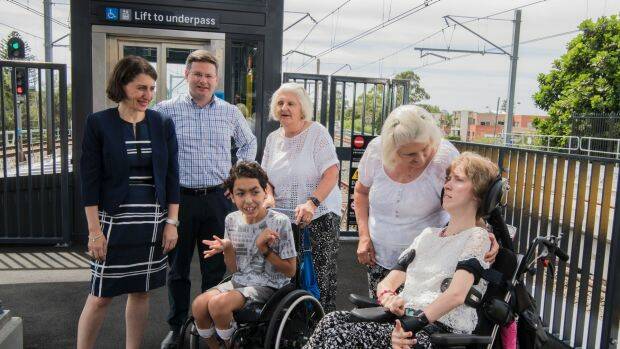 Premier Gladys Berejiklian and Member for Oatley Mark Coure with Ivy and Margaret Sutton and their adopted children Robert and Rachel. Photo: Louise Kennerley