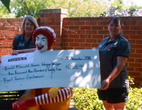 BIG HEARTS: Sharen Macauley and Michelle Collins present the cheque to Ronald McDonald House.