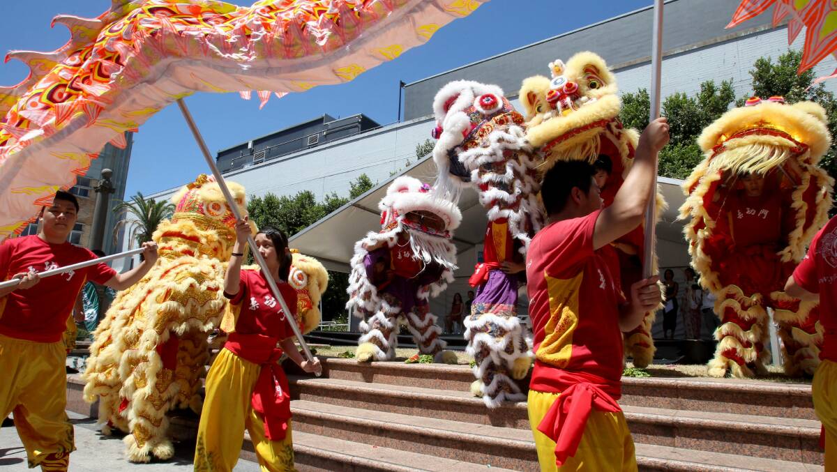 Celebration: Lion dancers perform at the 2014 Hurstville Lunar New Year Festival. Picture: Jane Dyson