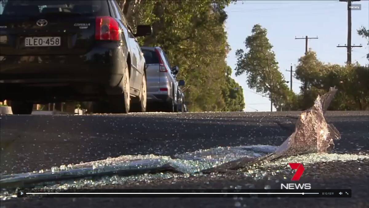Destruction: Several cars were damaged in Oatley on Saturday night. PIcture: 7 News