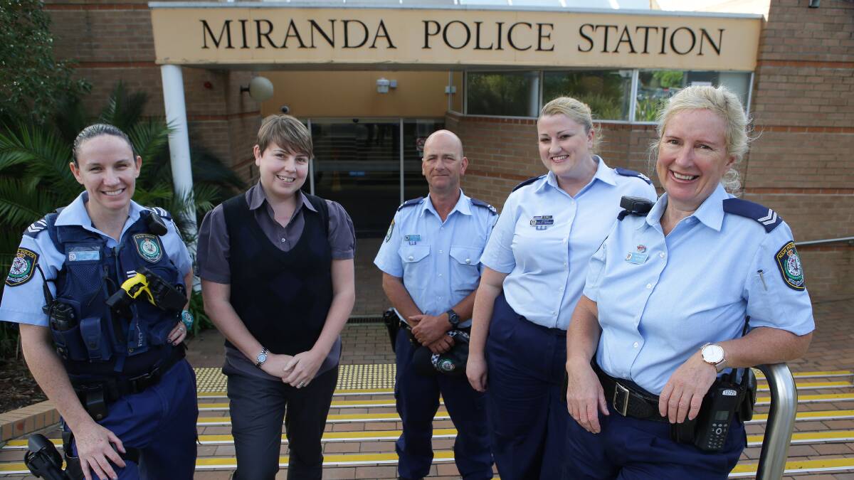 Proactive approach: The new domestic violence team at Miranda Police. Pictured Senior Constable Janelle Charlesworth, Senior Constable Kelly Swords, Senior Constable Chris Shade, Sergeant Kelly Donaghy and Senior Constable Ceri Walker. Picture: John Veage