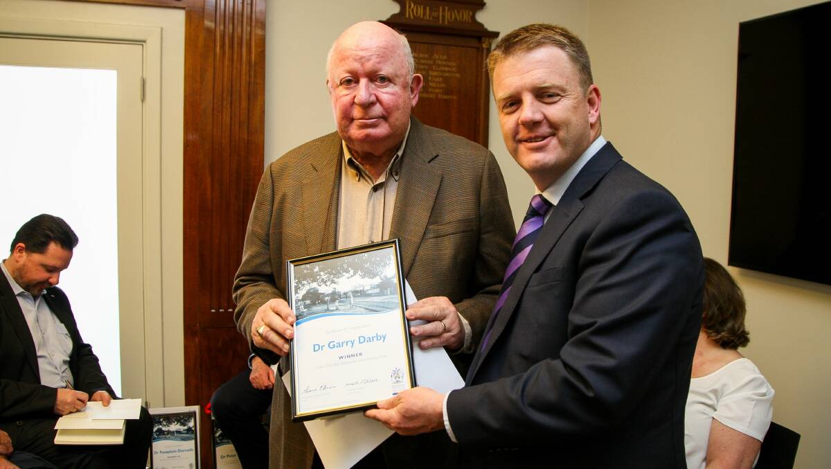 Winner: Garry Darby with former Rockdale Mayor Shane O'Brien. Picture: Sam Venn.