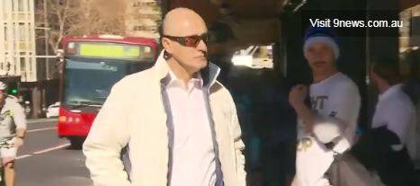 On trial: Albert Cvetkovski enters the Sydney Downing Centre Court. Picture: Nine News