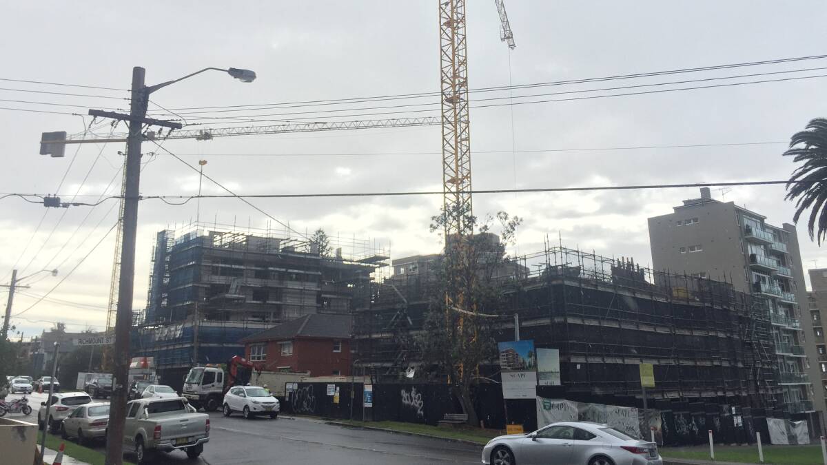 Emergency response: A man was injured after a crane collapsed on a Cronulla building site.
