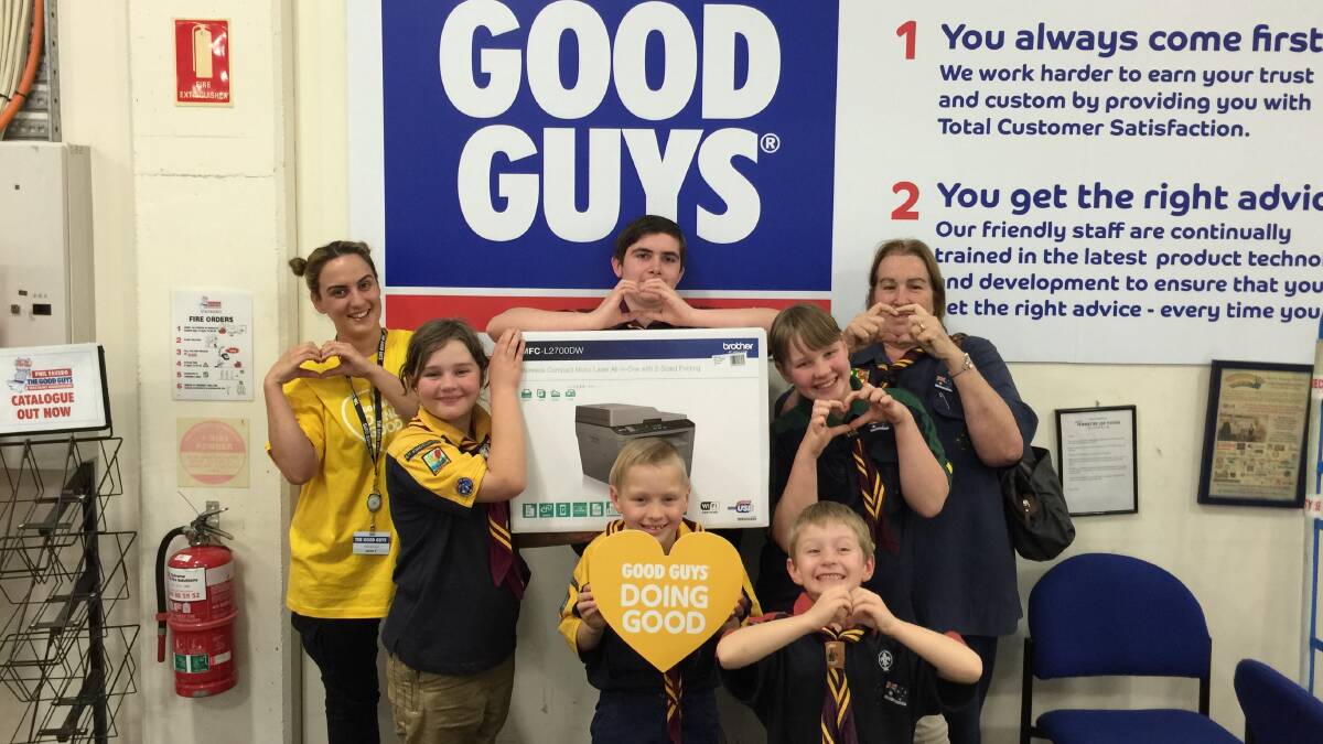 Giving back: The 4th Kingsgrove Scouts received a printer from the Good Guys at Rockdale. Picture: Supplied