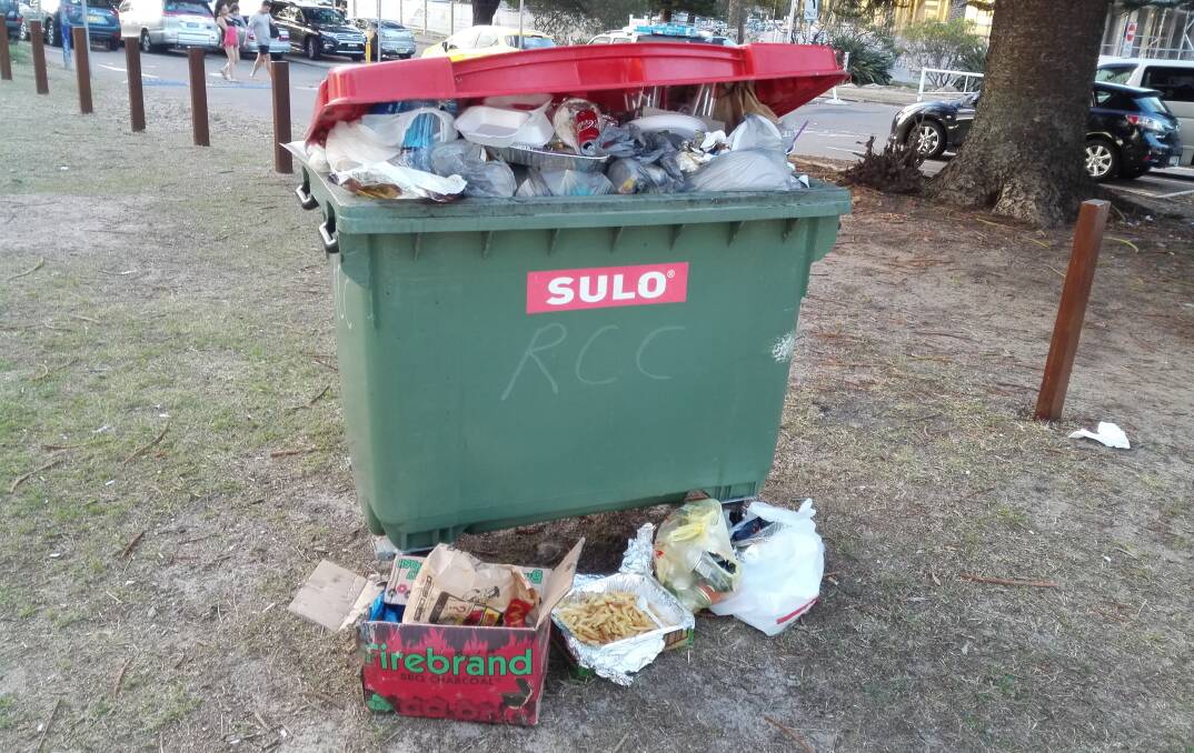Full: Residents say existing bins can't handle the influx of rubbish from visitors. Picture: Supplied