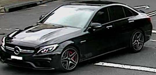 Clue: CCTV shows a black Mercedes that was seen in the area at the time. Picture: NSW Police