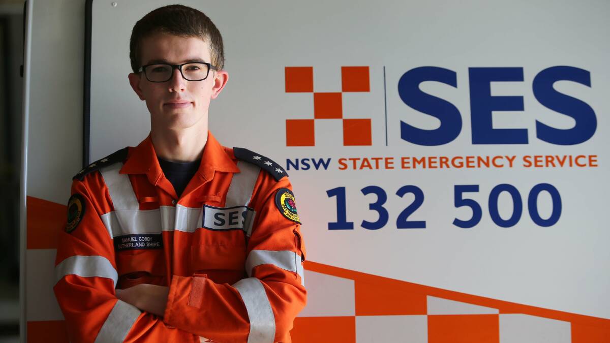 Young leader: Samuel Corby has been named NSW SES Young Volunteer of the Year. Picture: John Veage