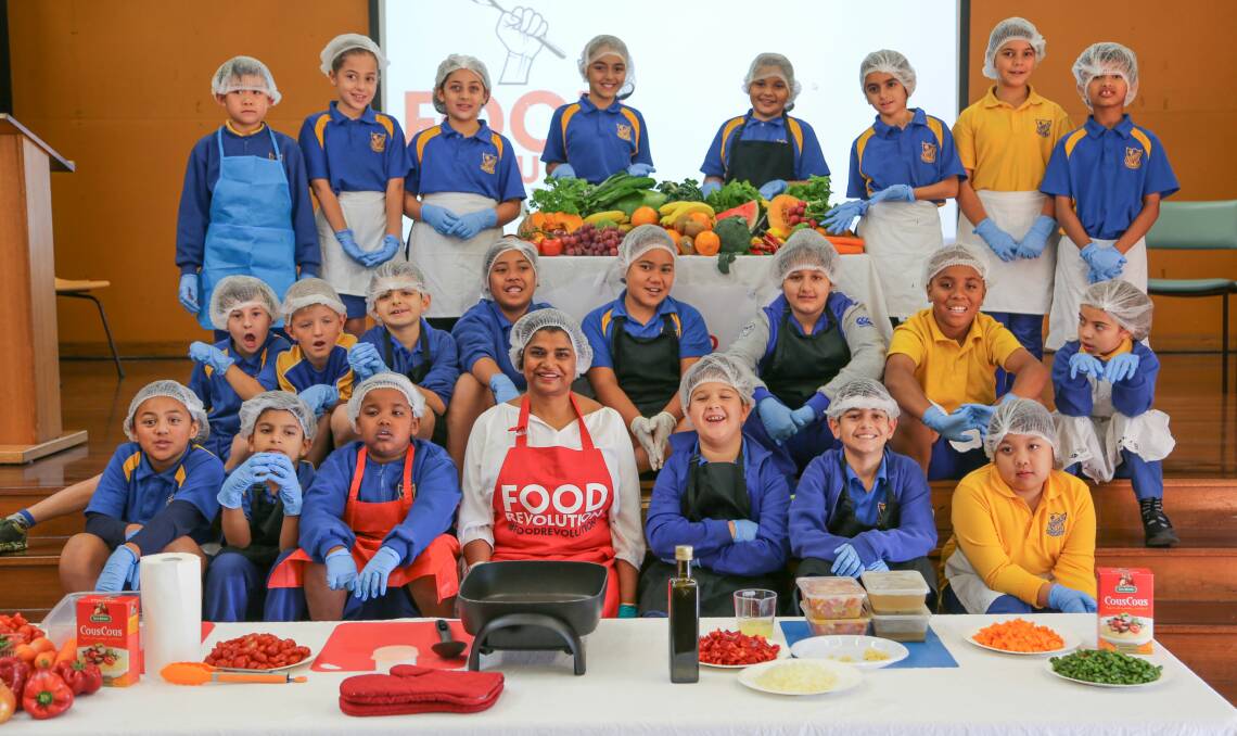 Classroom to kitchen: Hannans Road Public School participated in hands-on demonstrations with fresh vegetables as part of 2016 Food Revolution Day.