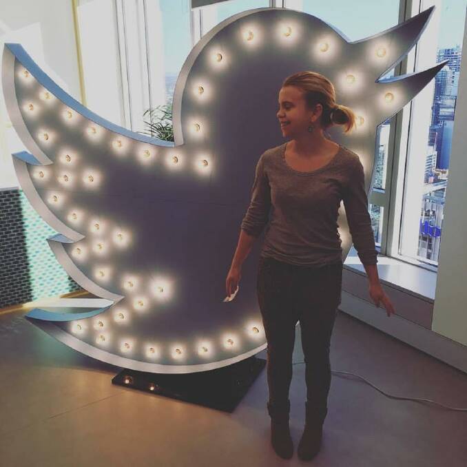 Generation tweet: Cronulla's Ruby Teys, pictured at Twitter headquarters, is promoting the benefits of social media during election time.