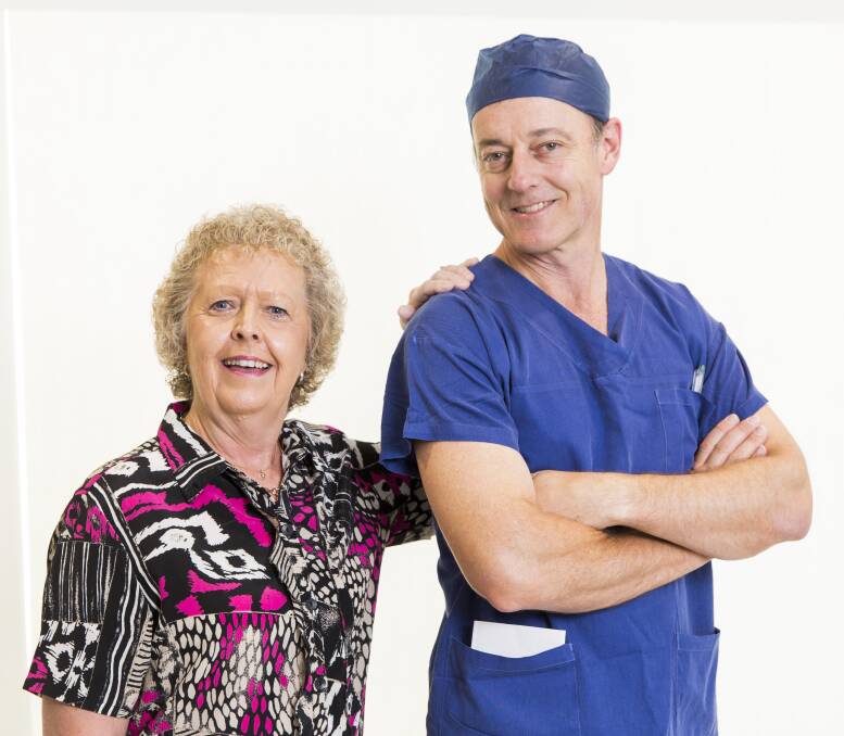 Improved lifestyle: Pam Russell of Sans Souci, pictured with neurosurgeon Mark Davies, had life-changing surgery at St George Private Hospital. 