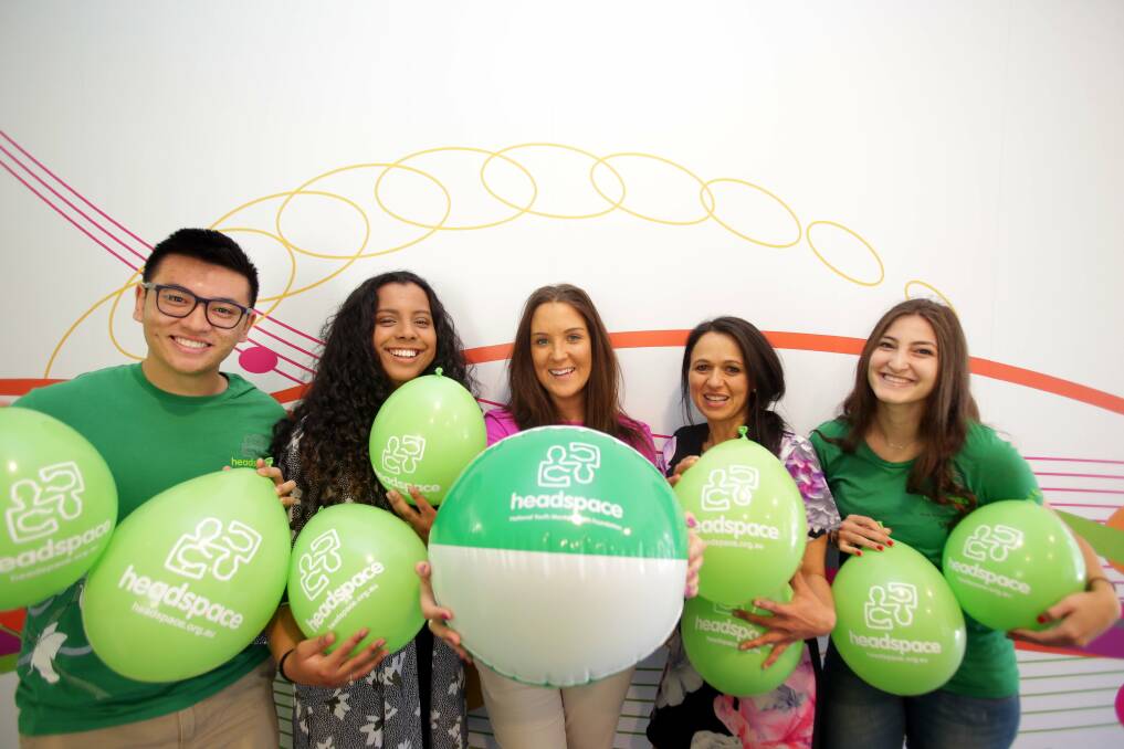 Ten year celebration: Headspace Hurstville and Miranda operations manager Leanne Atkinson (centre) marks a decade of national support with young Australians including Anh-Tuan Nguyen, Laylaa Martin, Sofia Potente, Stella Ladikos. Picture Chris Lane

