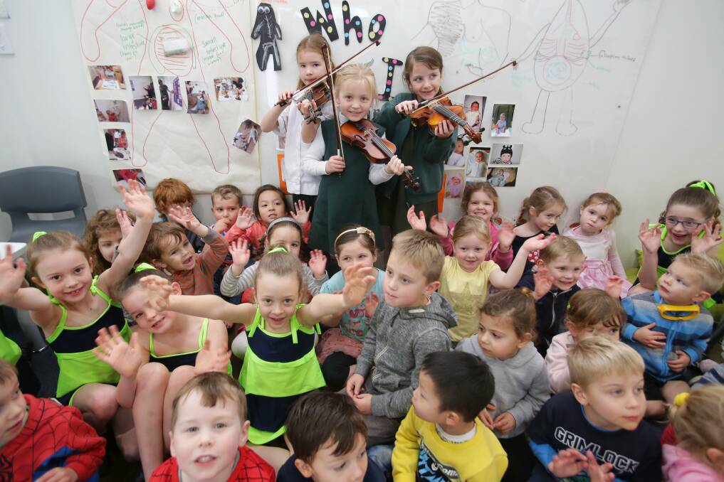 Talent show: Gymea Bay Public School pupils rise to the occasion and perform at Bay Road Kindy. Picture: Chris Lane
