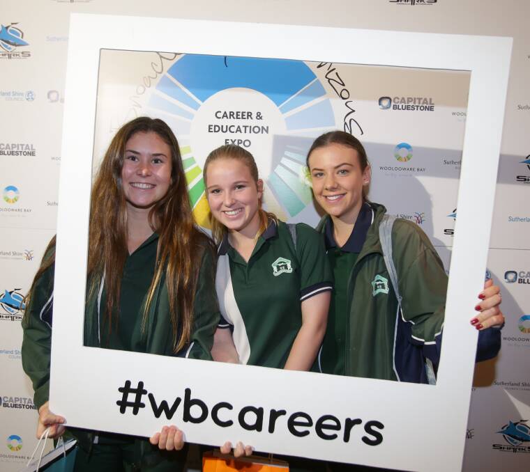 Future ambitions: Year 10 Cronulla High School students Abby Adams, Ellie Esquilant and India Fleming at the careers fair.