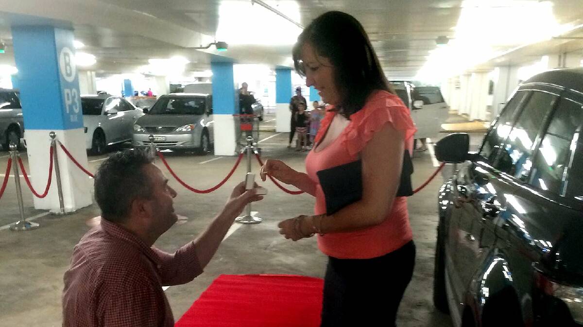 Seems like yesterday: Jayson Blake proposes to Maria Marigopoulos. He chose to propose at the exact spot where the couple first met about 20 years ago.