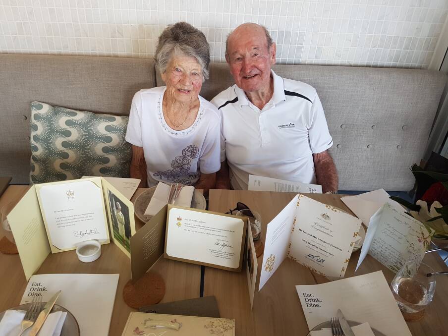 Guests of honour: Margaret and Ian Hamilton celebrated their 70th anniversary at a Kareela restaurant this month. They received congratulatory cards from the Prime Minister, Governor-General and the Queen.