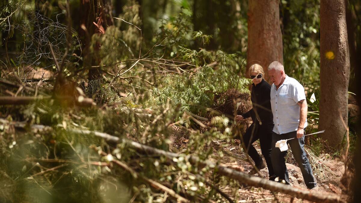Hopeful: Mark and Faye Leveson search for the remains of their son Matthew Leveson in the Royal National Park in November. Picture: Kate Geraghty 