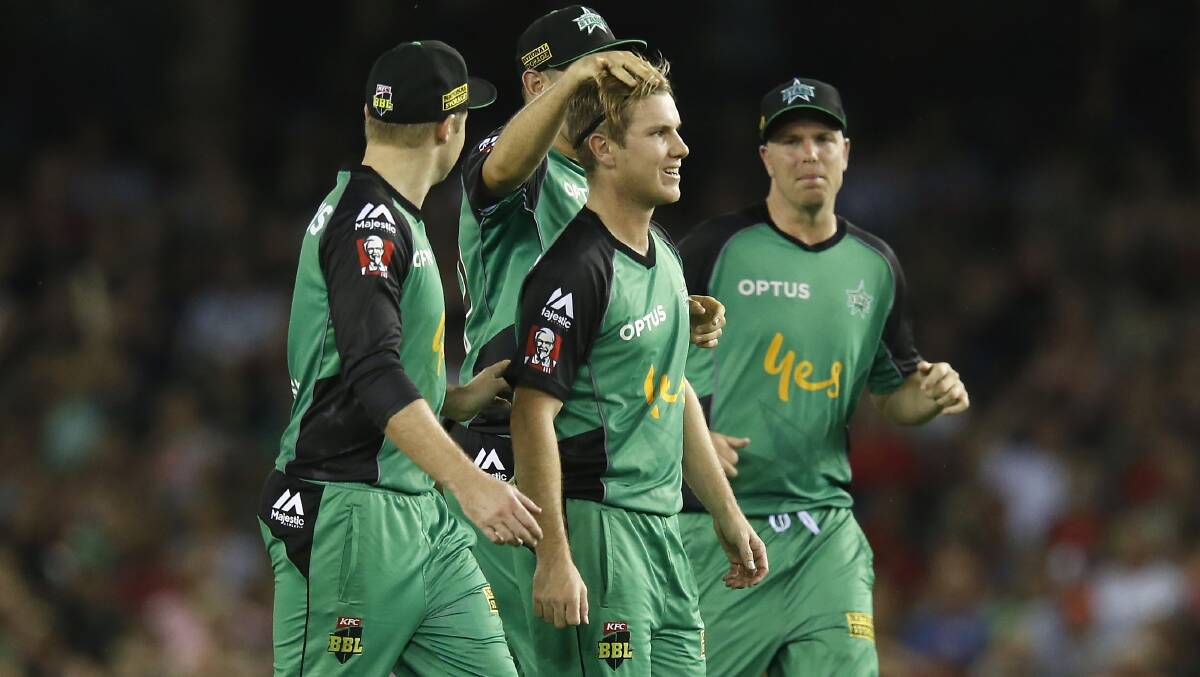 Adam Zampa of the Melbourne Stars celebrates with team mates during the Big Bash League match against the Melbourne Renegades and the Melbourne Stars at Etihad Stadium earlier this month. Picture: Darrian Traynor/Getty Images