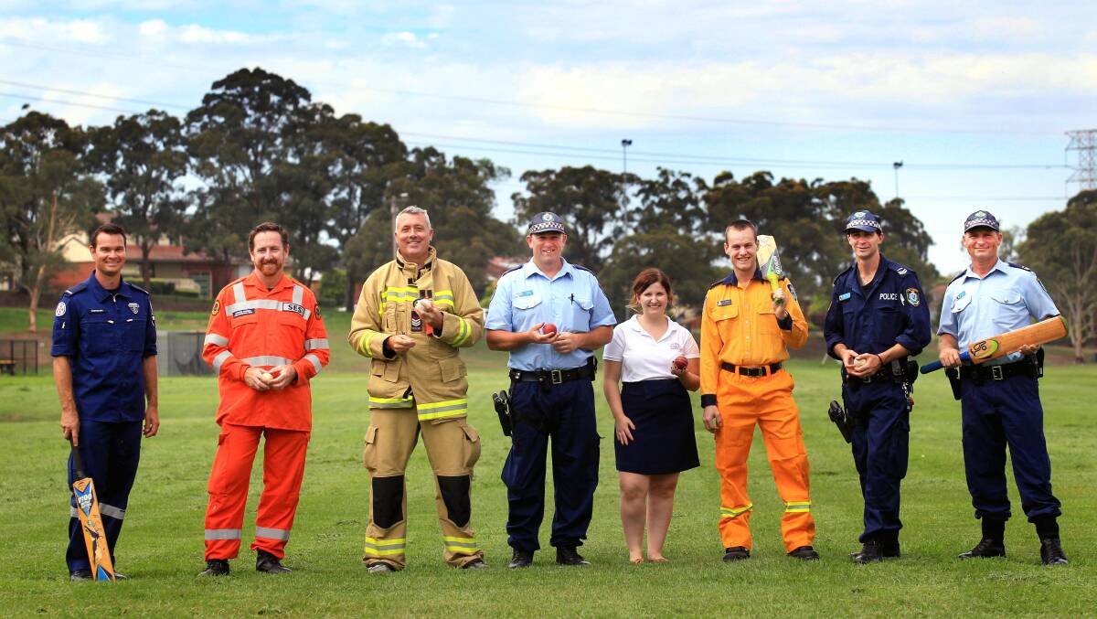 Face off: Cameron Boland, Andrew Harding, Scott Chatterton, Dave Hayes, Sophie Menner, Tim Christison, Chris Grady and Ray Kerridge will also take part in the 2017 Emergency Services Mega Bash. Picture: Isabella Lettini 