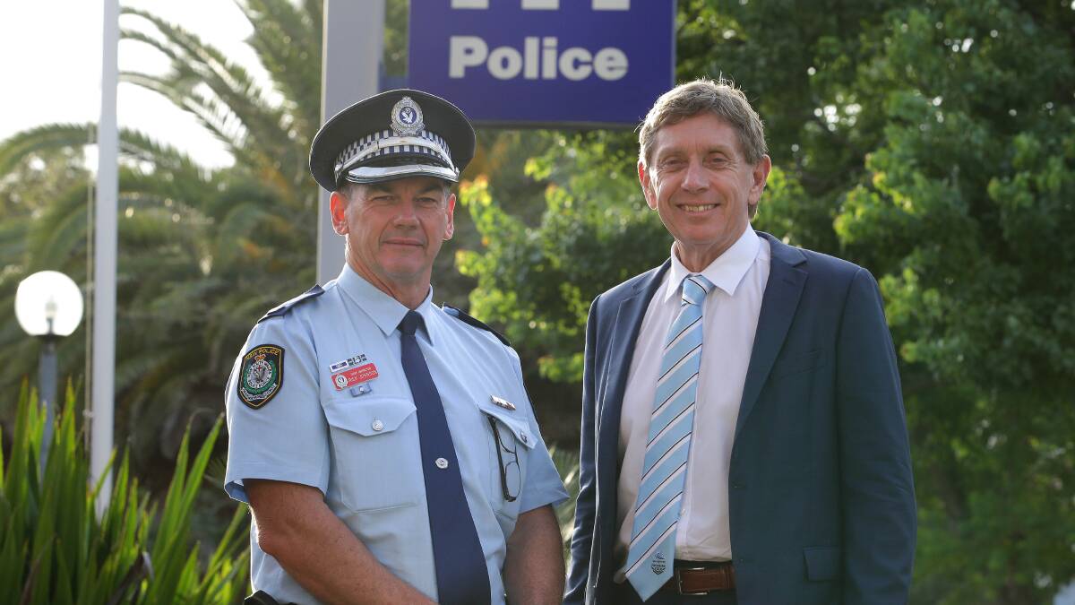 Taking a stand: Miranda police chief inspector Rick Johnson and Cronulla Sharks chief executive Lyall Gorman are calling for an end to violence at local NRL games. Picture: John Veage