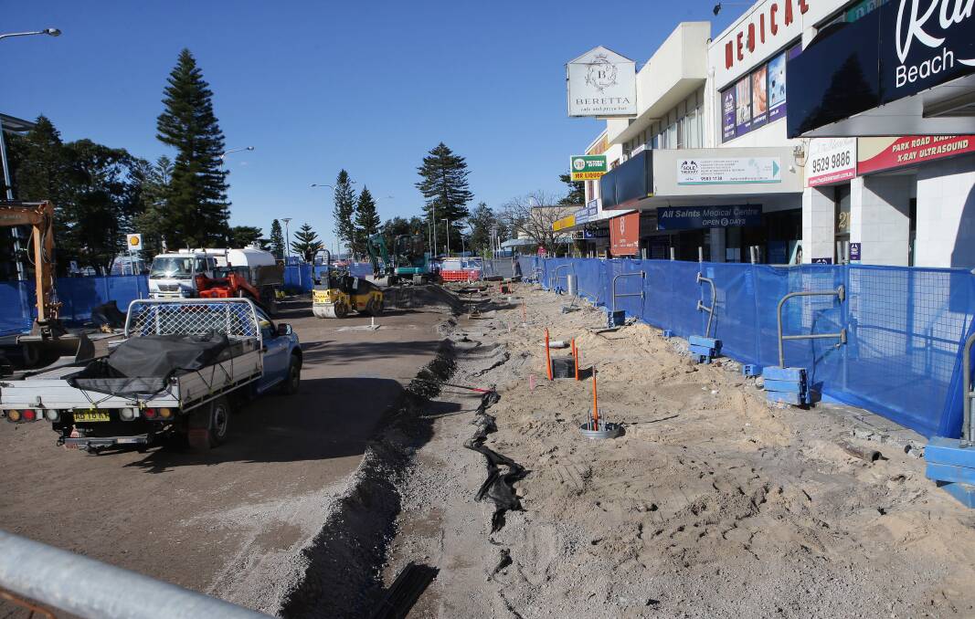 Pain: The former construction works at the Ramsgate beach shopping strip. Picture: John Veage