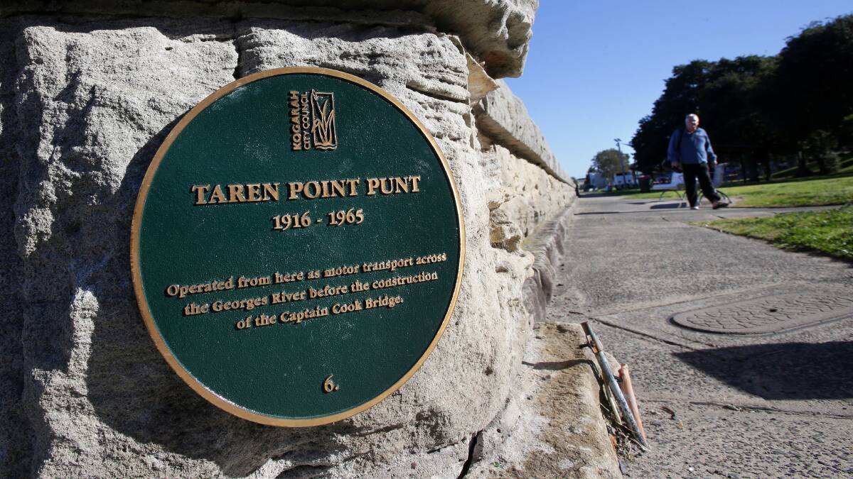 Historical site: A plaque marks the spot of the former Taren Point Punt. Picture: John Veage