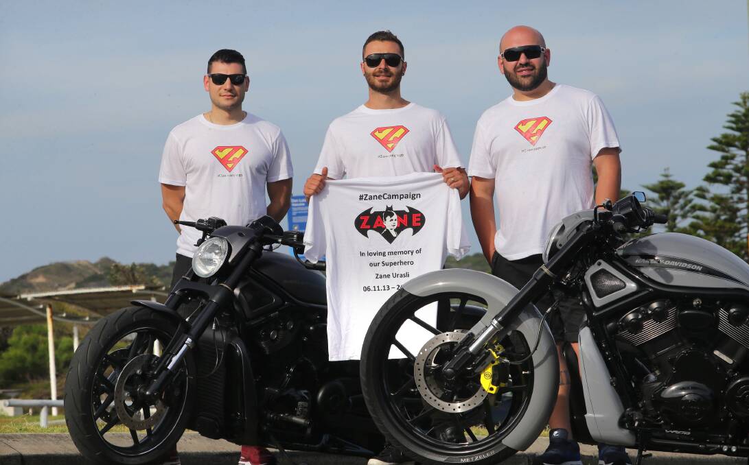 Fund ride: left to right, James Drivas, Evan Tsitsos and Tamer Uzun are taking part in the Live2Ride Sydney run from Homebush to Kiama to raise runs for Westmead Children's Hospital. Picture: John Veage
