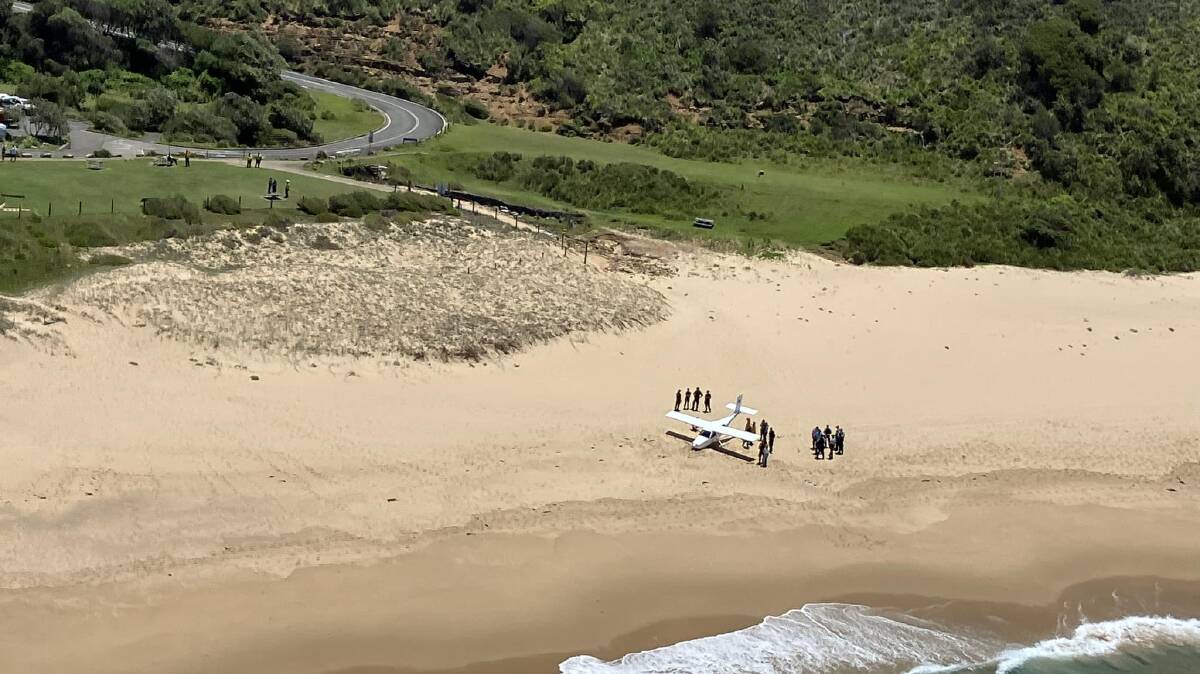 Emergency landing on Garie Beach. Picture Westpac Life Saver Rescue Helicopters