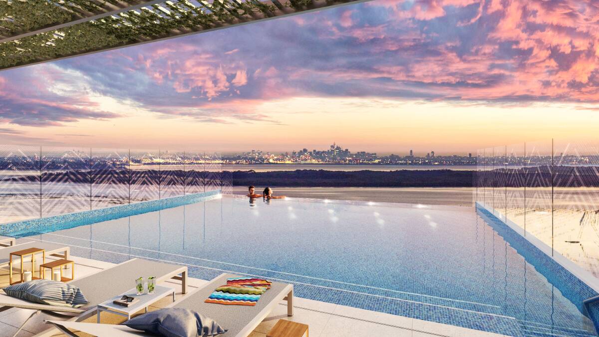 Artist's impression of the infinity pool on to the rooftop of the Crest building. Picture: supplied