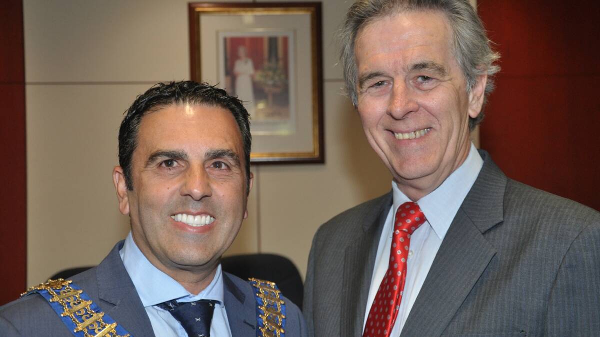 Liberal mayor Carmelo Pesce and Labor deputy mayor Peter Scaysbrook. 