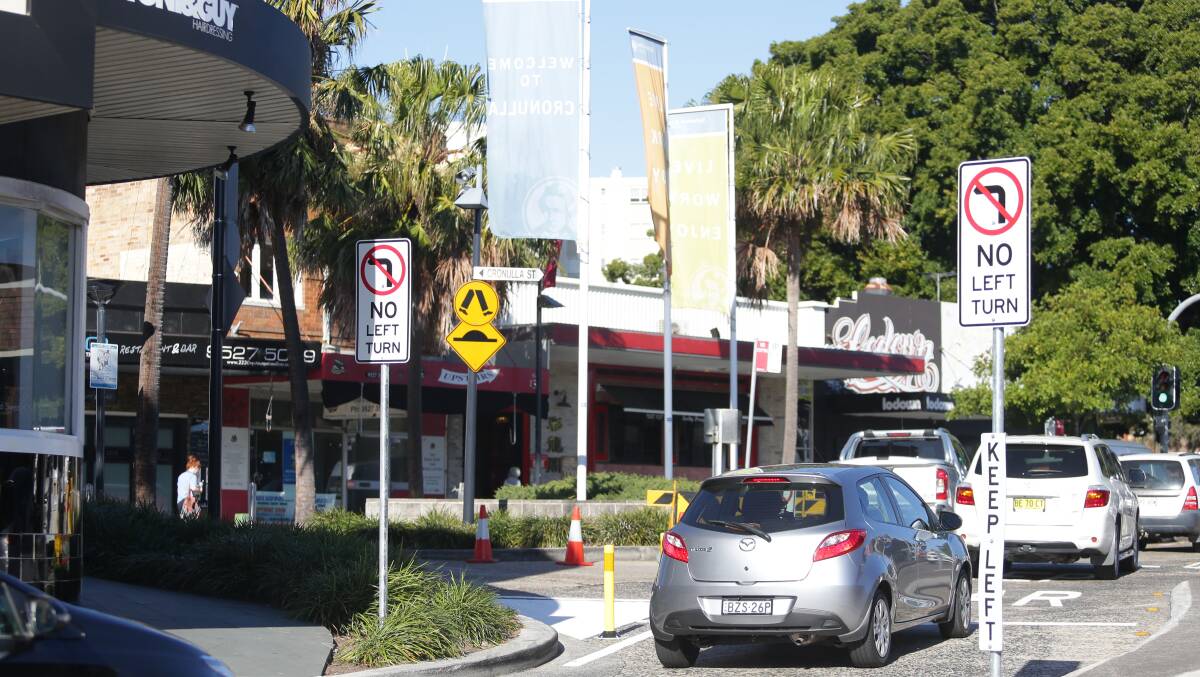 The left-turn ban from Croydon Street into Cronulla Street will be permanent. Picture: Chris Lane