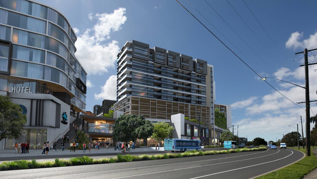 Computer generated image of the hotel (left) and apartments facing Captain Cook Drive. Picture: supplied