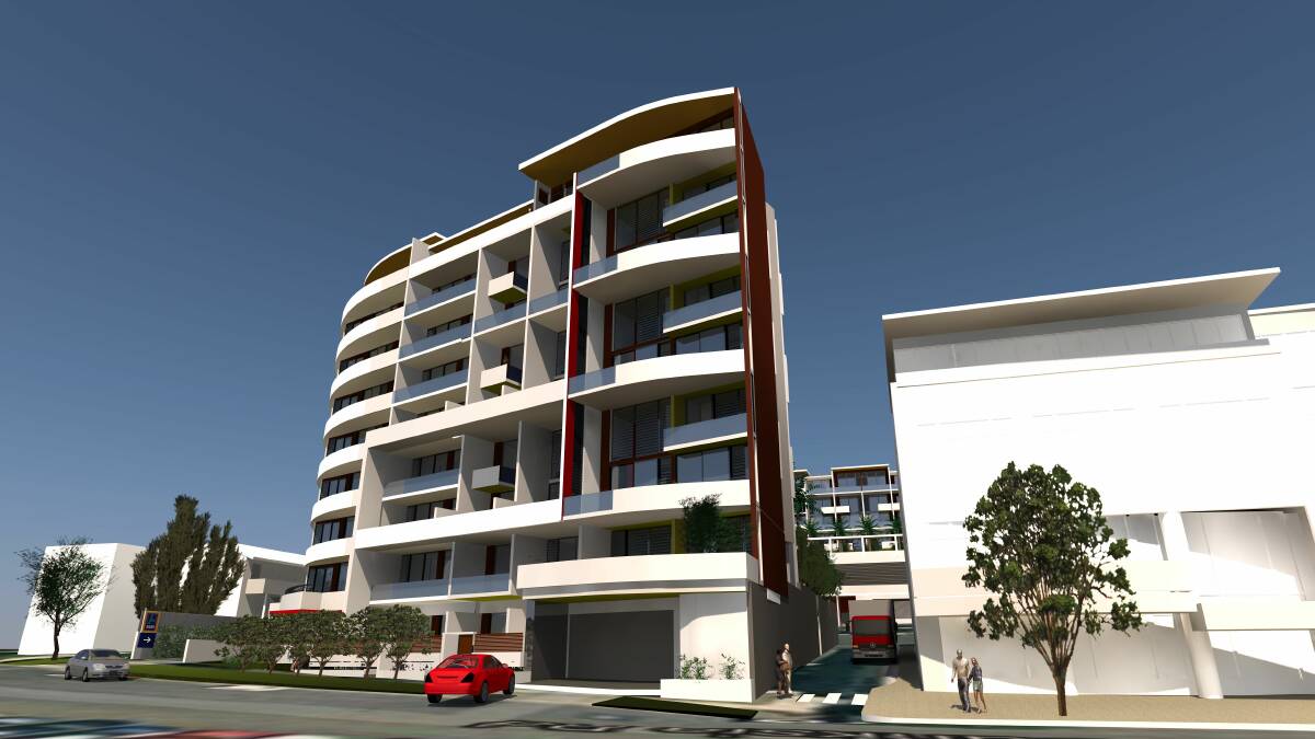 Artist's impression of the new apartment block to be built on the front portion of the Banksia Road car park. Picture: DA